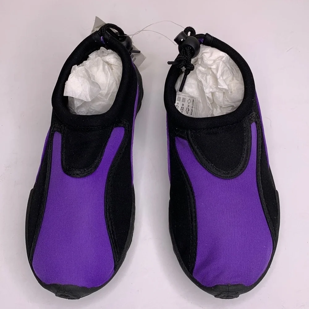 Water Shoes Black & Purple Slide on Rubber Soles Kids Size 1